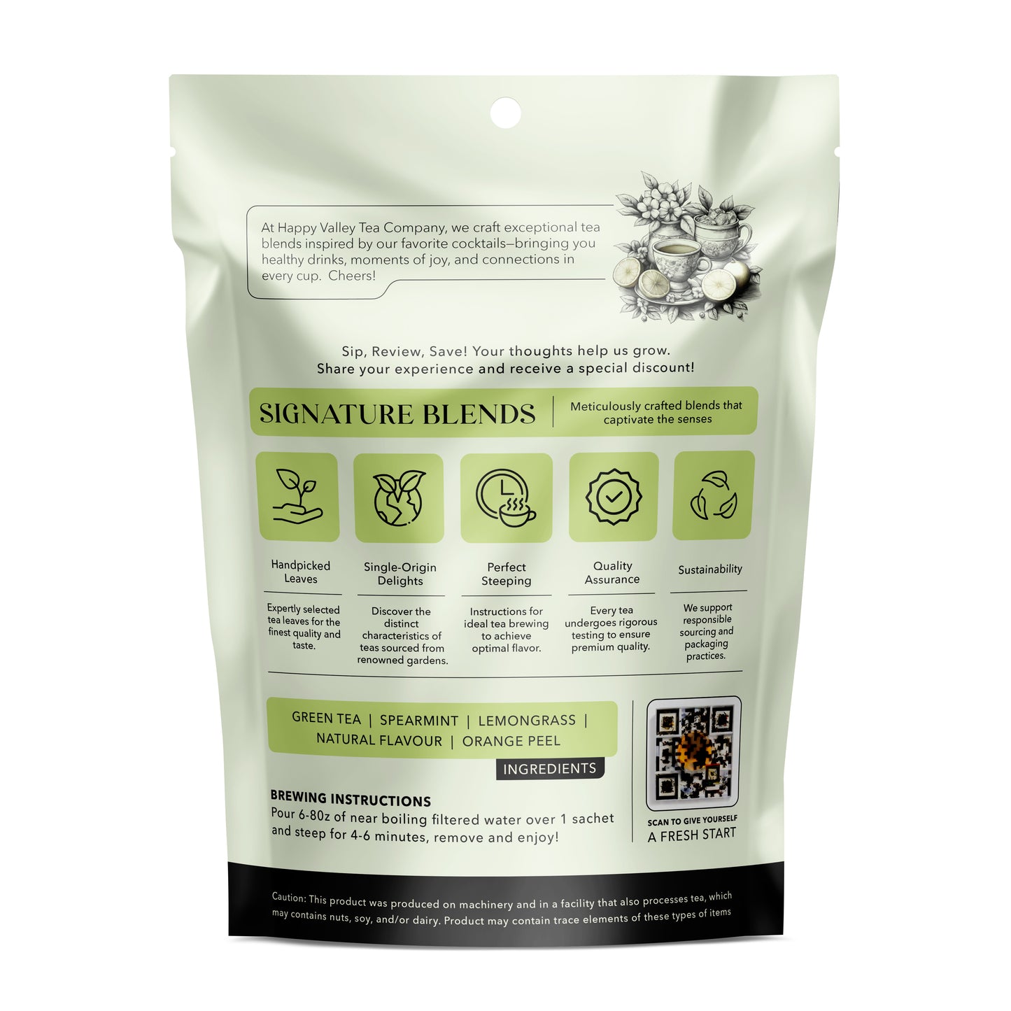 Citrus Mint Mojito:  A Blend of  High Quality Green and Mint Tea