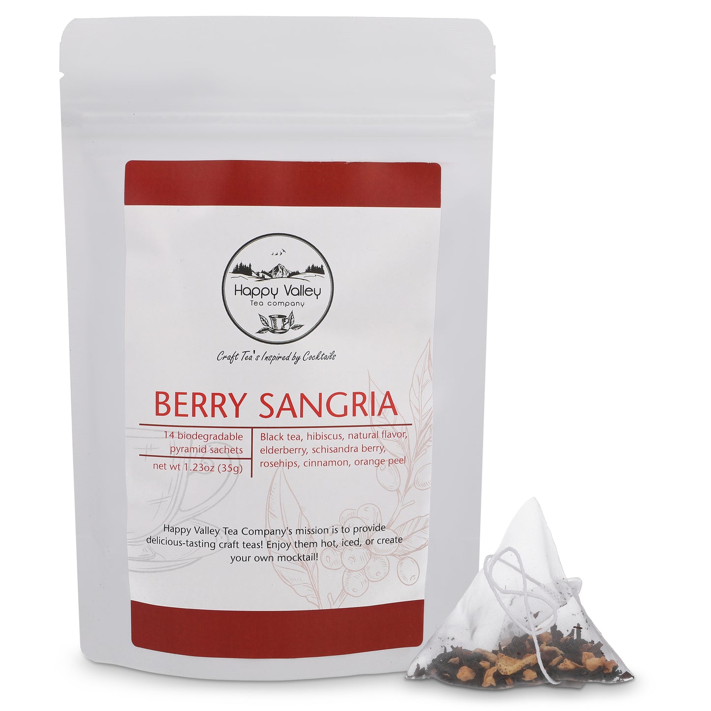 Berry Sangria  Tea Blend: Hibiscus, Black Tea, Elderberry, cinnamon, schisandra berry, orange peel, rosehip