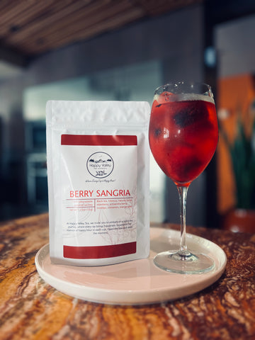 Berry Sangria  Tea Blend: Hibiscus, Black Tea, Elderberry, cinnamon, schisandra berry, orange peel, rosehip